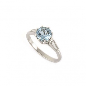 Aquamarine and Diamond Ring in Platinum 1.12ct